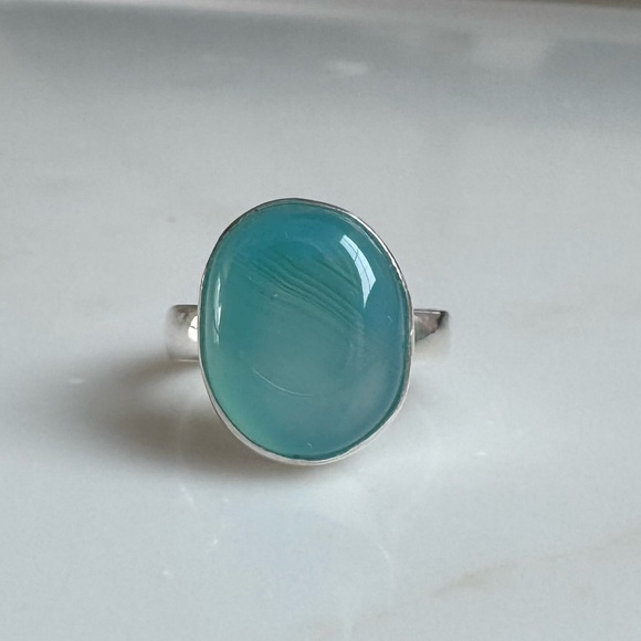 NWOT Sundance Whispering Waves Ring Blue Chalcedony Sterling Silver